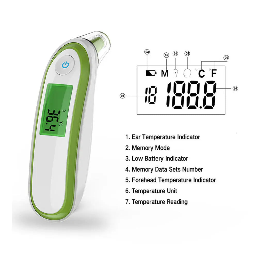 JYHealth Medical Household Infrared Digital Ear and Forehead Non-contact Laser Body Thermometer LCD Baby Adult Fever Temperature