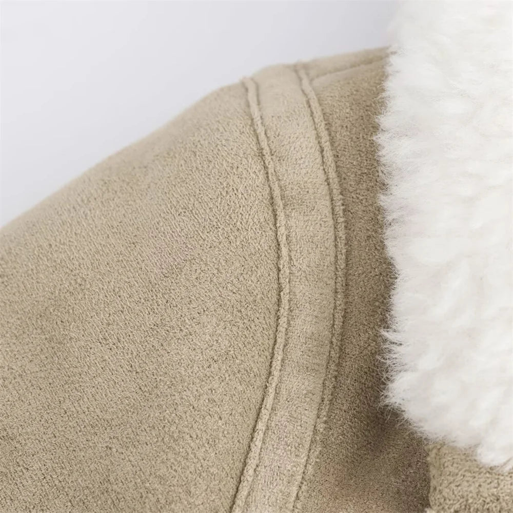 New autumn and winter fashion casual women's clothing lapel long sleeved ribbed patchwork jacket jacket