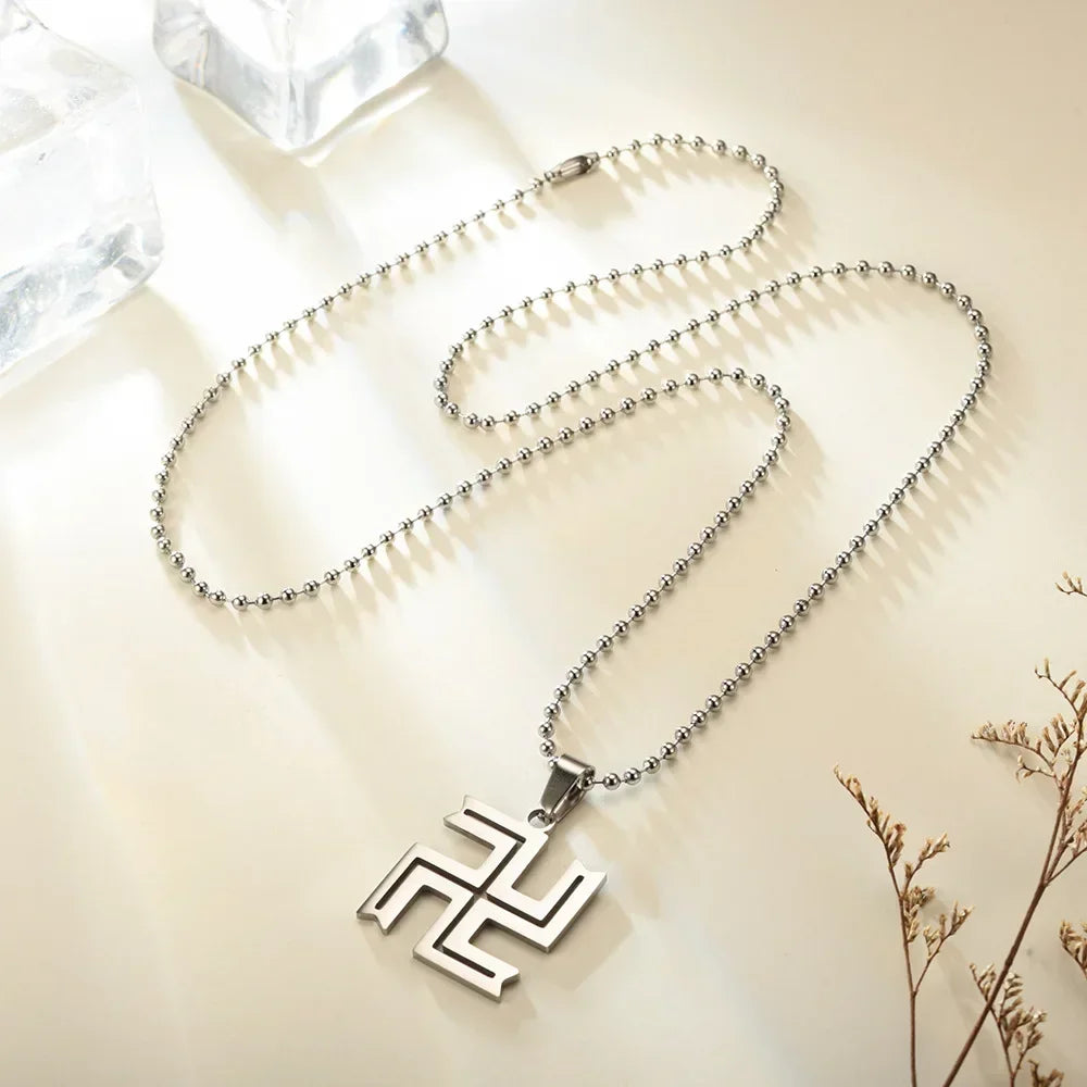 New Fashionable And Exquisite Stainless Steel Buddhist Swastika Pendant Necklace For Men And Women Religious Jewelry Wholesale
