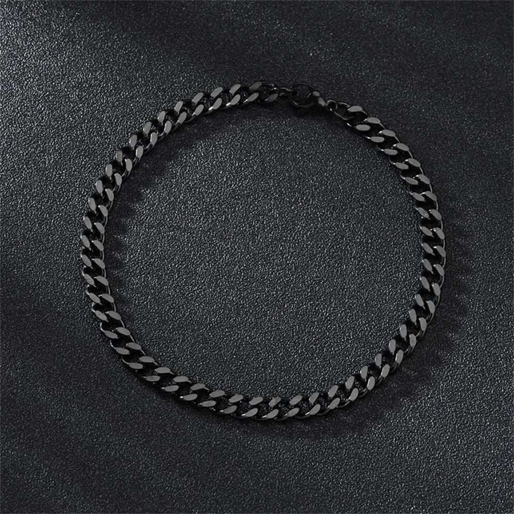 Hip Hop Stainless Steel Cuban Chain Bracelet For Women 3 5 7 mm Simple Stainless Steel Men Bracelet Gold Color Jewelry