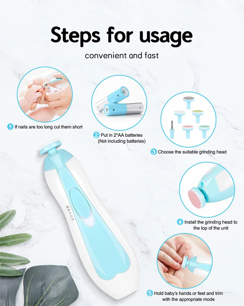 Kids Safe Electric Baby Nail Trimmer Electric Baby Nail Clipper Care Tools For Newborn Fingernails and Toenails