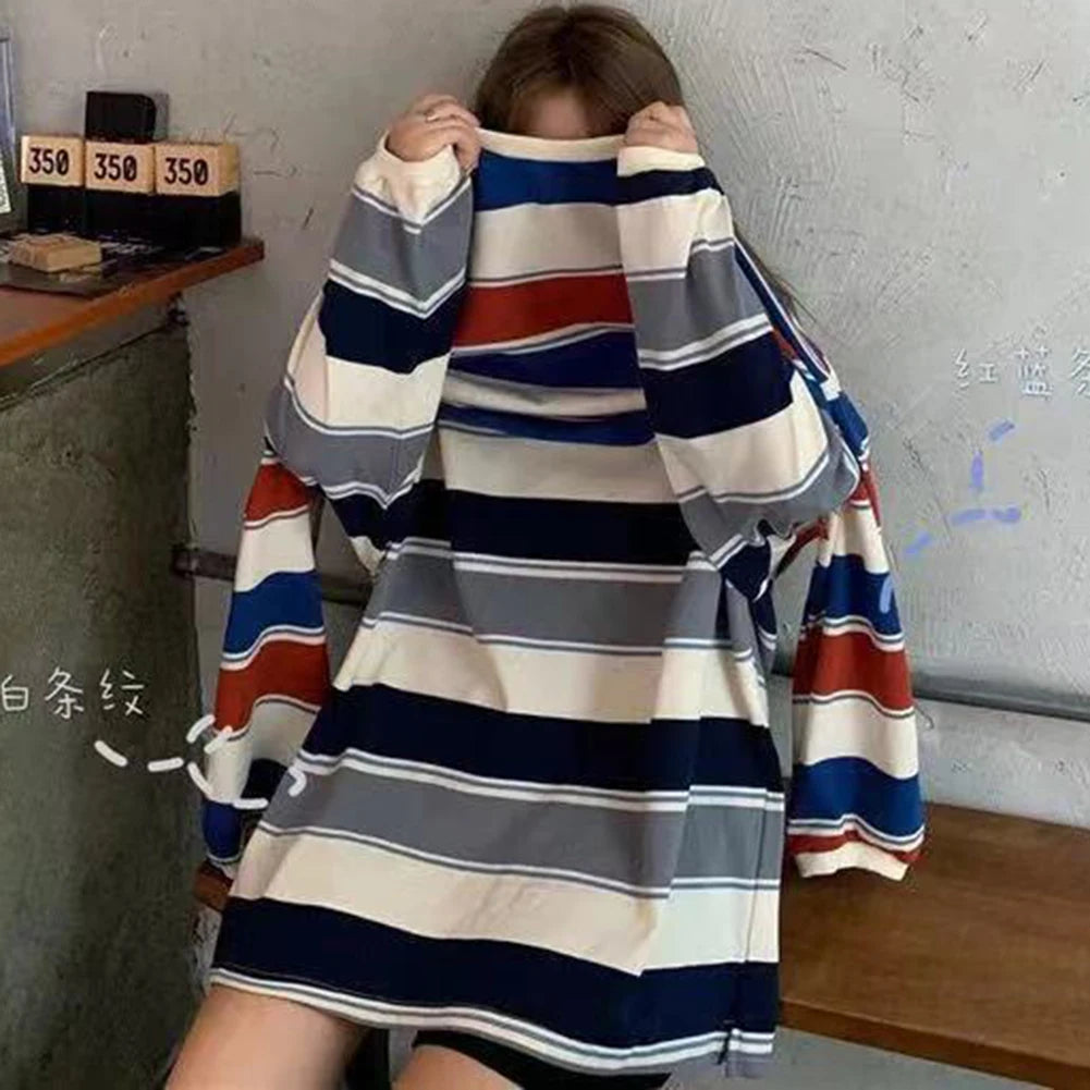 Sweatshirt Women Spring Autumn Long Sleeve Round Neck Oversized T-shirt Casual Korean Style Harajuku T-shirt Korean Fashion Long