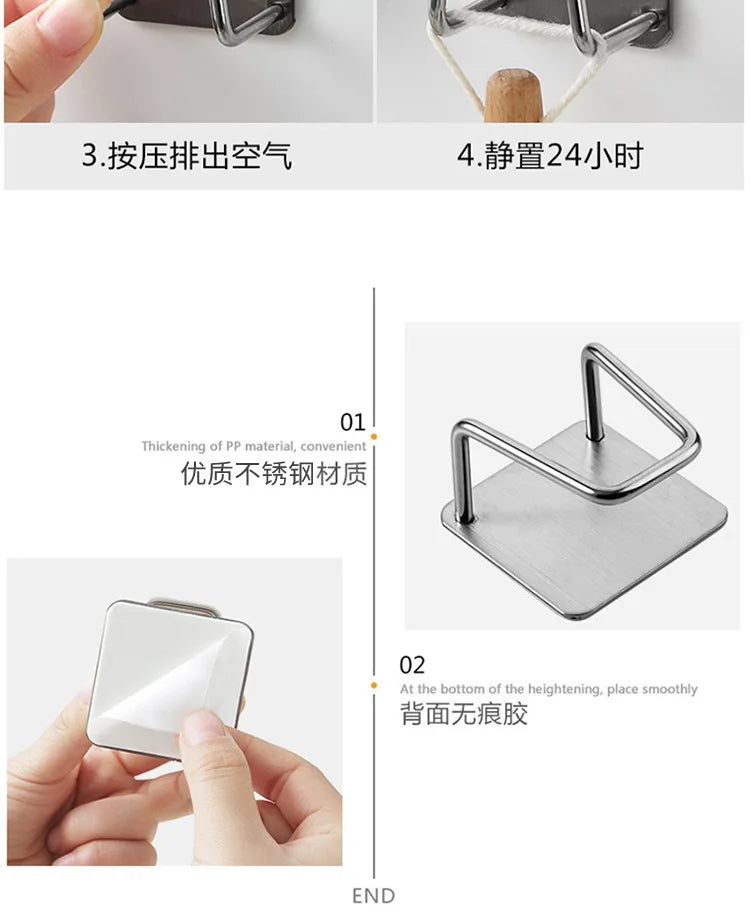 1PC Kitchen Stainless Steel Sink Sponges Holder Self Adhesive Drain Drying Rack Kitchen Wall Hooks Accessories Storage Organizer