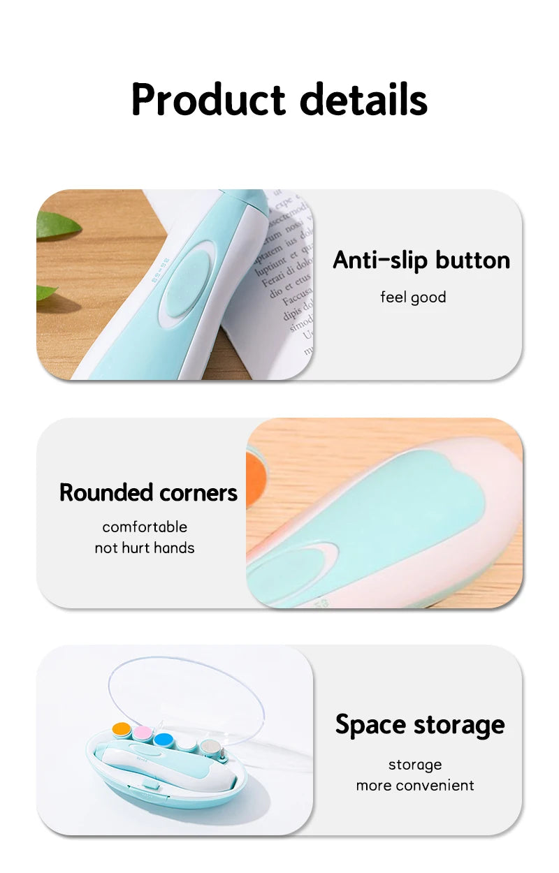 Kids Safe Electric Baby Nail Trimmer Electric Baby Nail Clipper Care Tools For Newborn Fingernails and Toenails