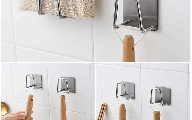 1PC Kitchen Stainless Steel Sink Sponges Holder Self Adhesive Drain Drying Rack Kitchen Wall Hooks Accessories Storage Organizer