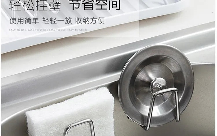 1PC Kitchen Stainless Steel Sink Sponges Holder Self Adhesive Drain Drying Rack Kitchen Wall Hooks Accessories Storage Organizer