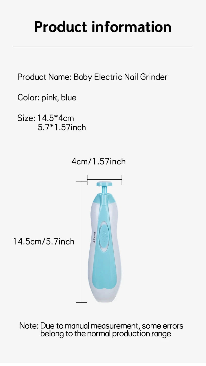 Kids Safe Electric Baby Nail Trimmer Electric Baby Nail Clipper Care Tools For Newborn Fingernails and Toenails