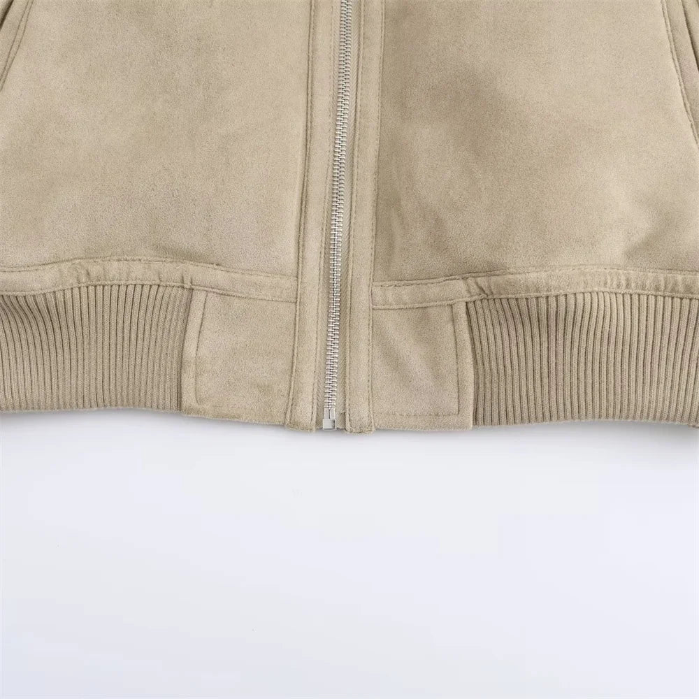 New autumn and winter fashion casual women's clothing lapel long sleeved ribbed patchwork jacket jacket